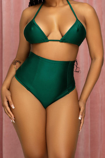 Pantalones de tiro muy alto en color verde cazador